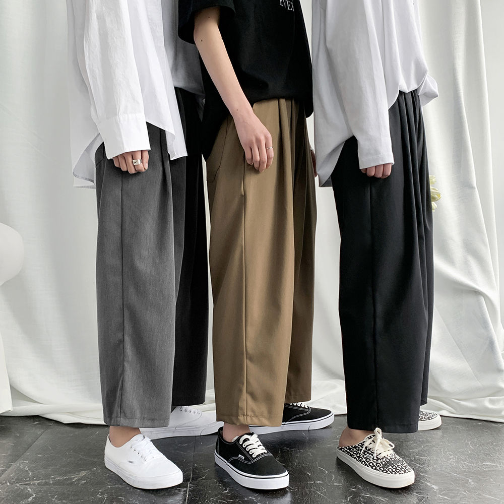 Män & #39 ;s business casual byxor formella lösa vida ben byxor siden byxor enfärgad sociala kostym byxor storlek s -3xl