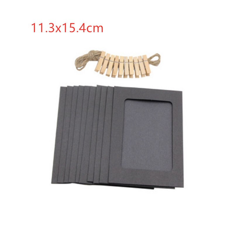 10pcs Photo Frame Picture Wooden Photo Frame Clip Paper Picture Holder Graduation Party Photo Booth Props Wedding Wall Decor: Black