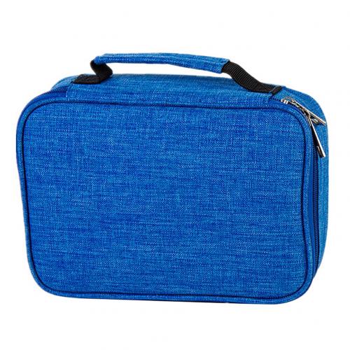 Large Capacity 72 Holes Zipper Pencil Case Zipper Closure Pen Bag Polyester Stationery Storage Pencil case School Office Supply: Blue