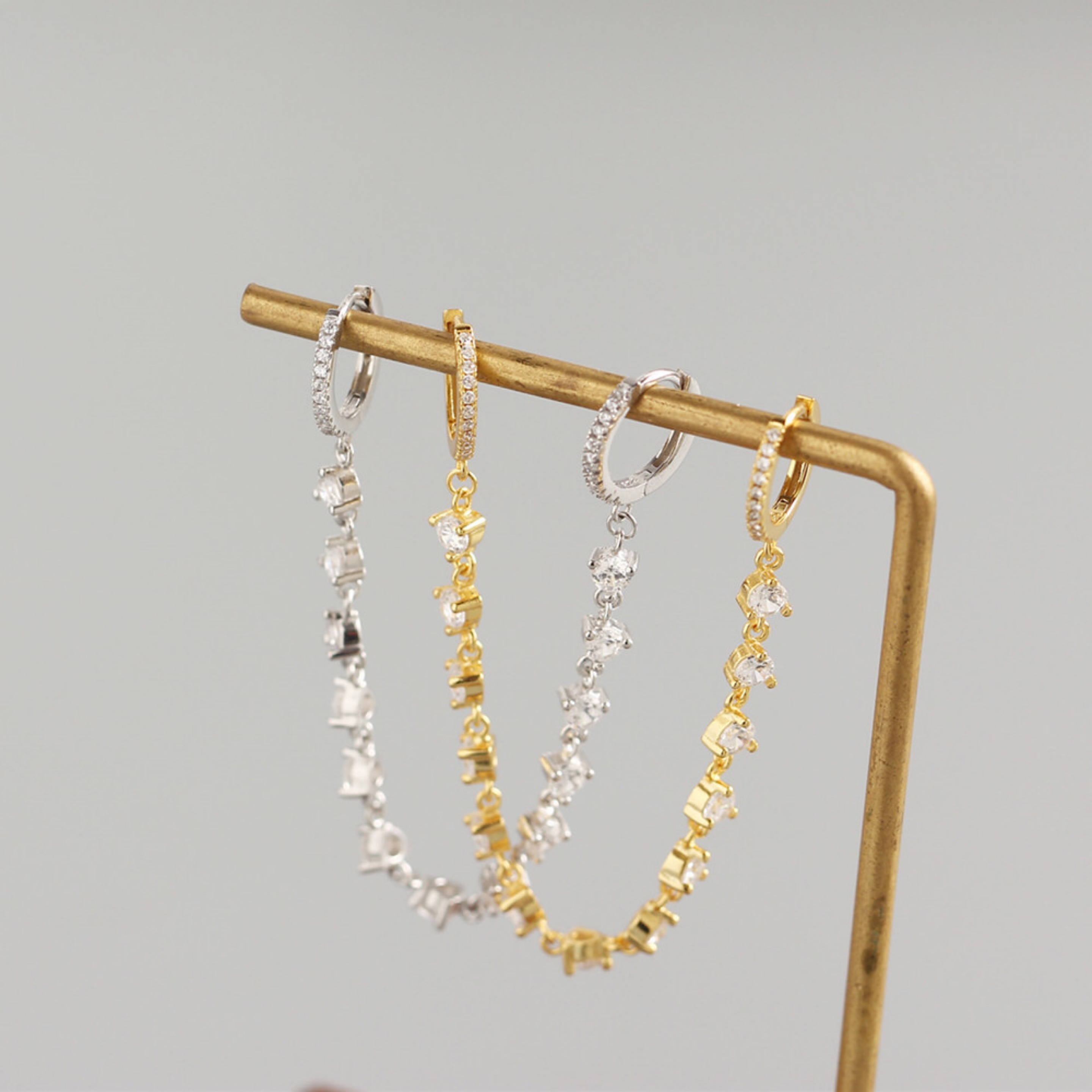 925 Sterling silber ohrring zirkon 2 durchbohrten Siamese ohren kette ohr knochen ohr schnalle persönlichkeit Trend frau mädchen ohr jewe