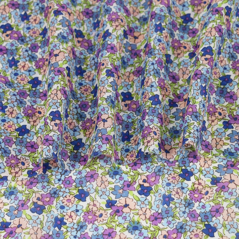 50cm*135cm små blomsterblomstret silkebomuld blandet stof