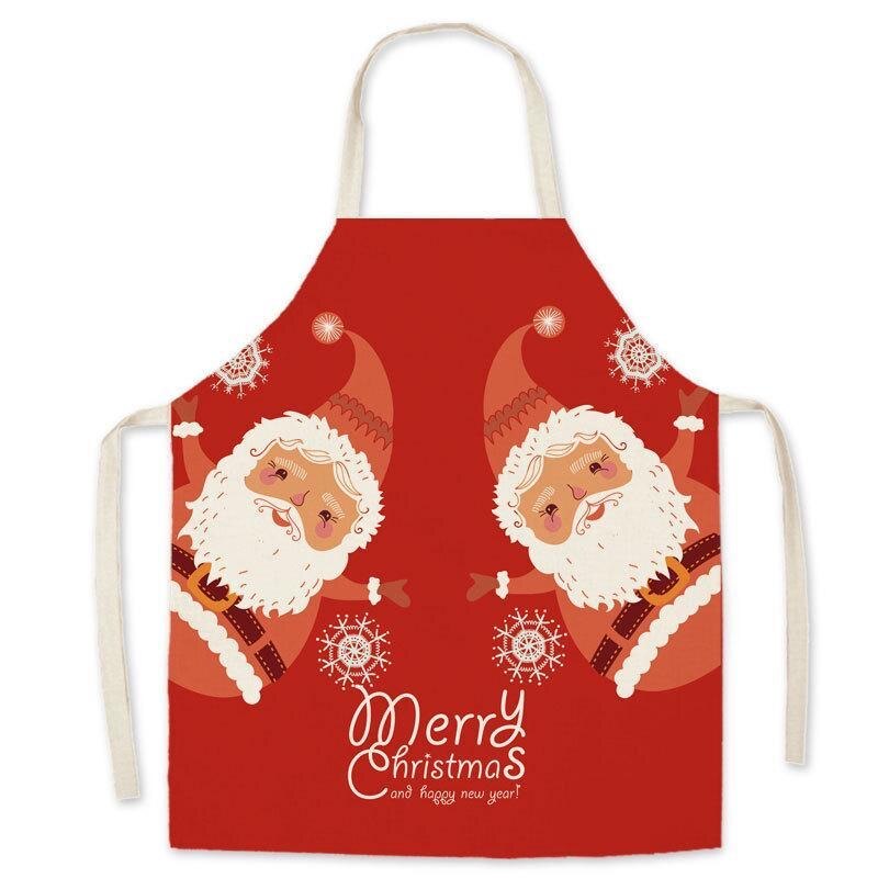 Christmas Anti-greasy Kitchen Aprons for Cooking Adult Bibs Sleeveless Cotton Linen Aprons: A2 / S 45x56cm