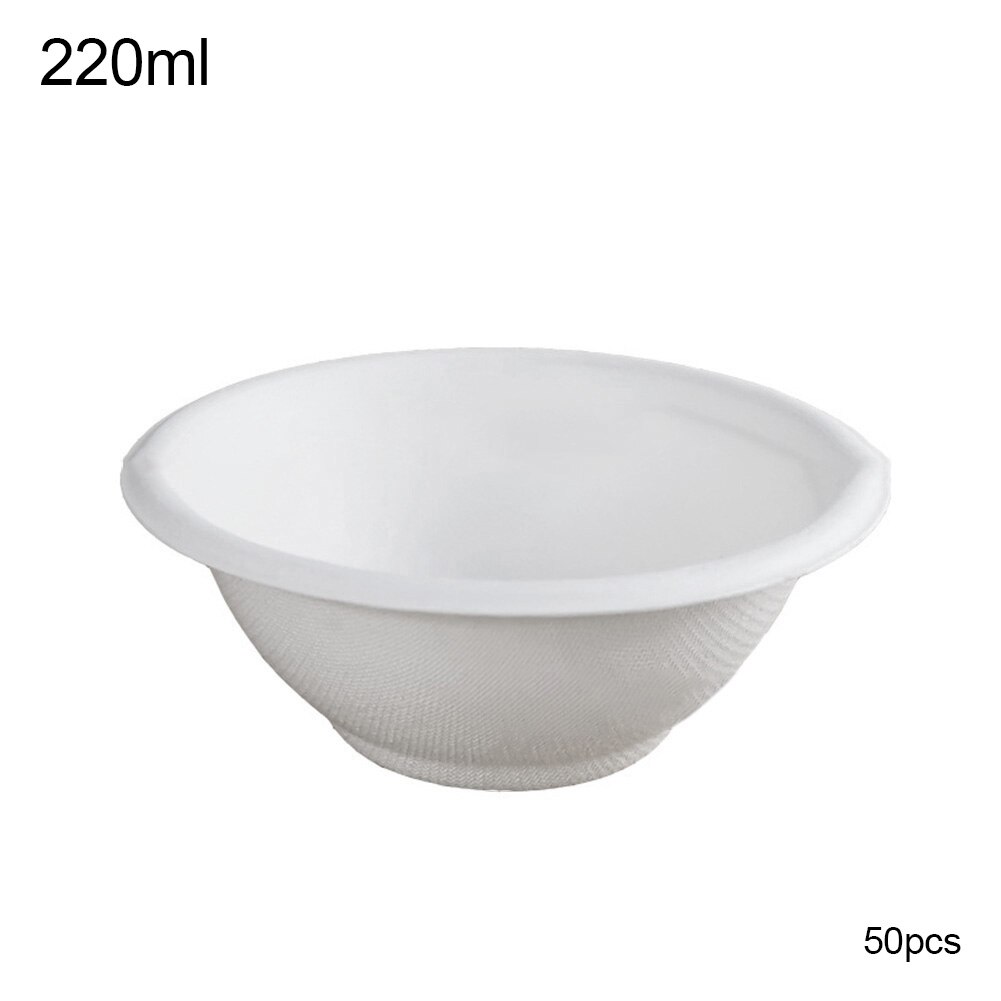 50Pcs Biologisch Afbreekbare Wegwerp Kom Restaurant Keuken Koud Gebruik Container Koelkast Opbergdoos Microwaveable: White 220ml