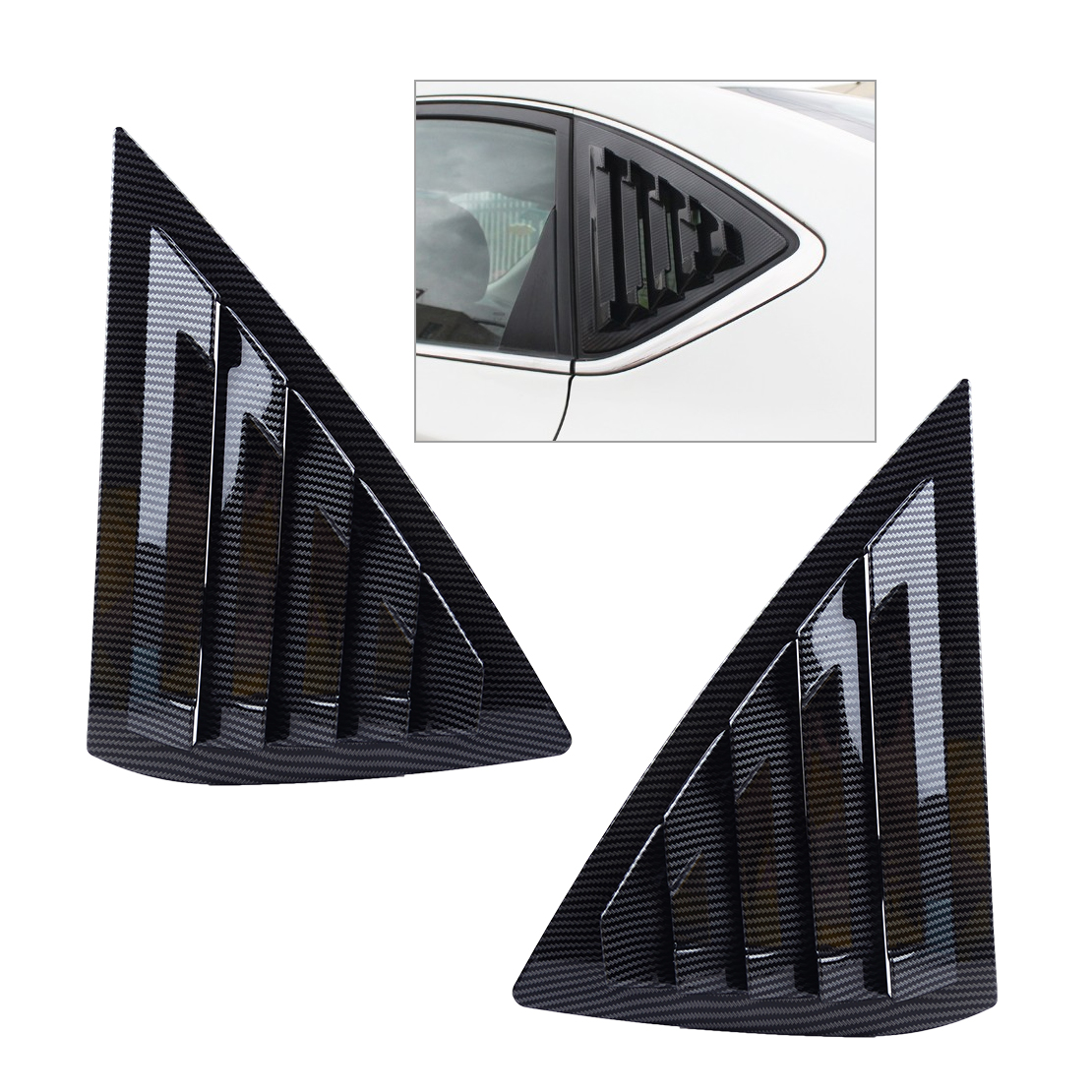 CITALL Carbon Fiber Black Style Auto Rear Window Louver Vent Cover Fit For Nissan Sentra Sedan