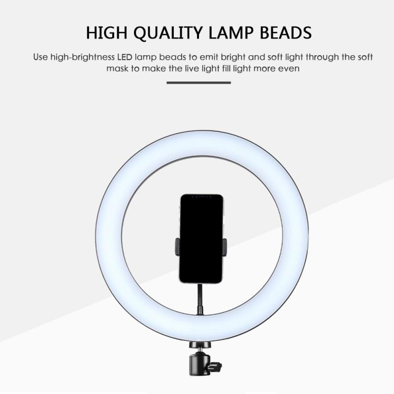 Studio Ring Light Photo Video Dimmable Lamp Camera Phone LED 3 Modes 8W 5500K Dimmable Studio Camera Ring Light Photo Spot