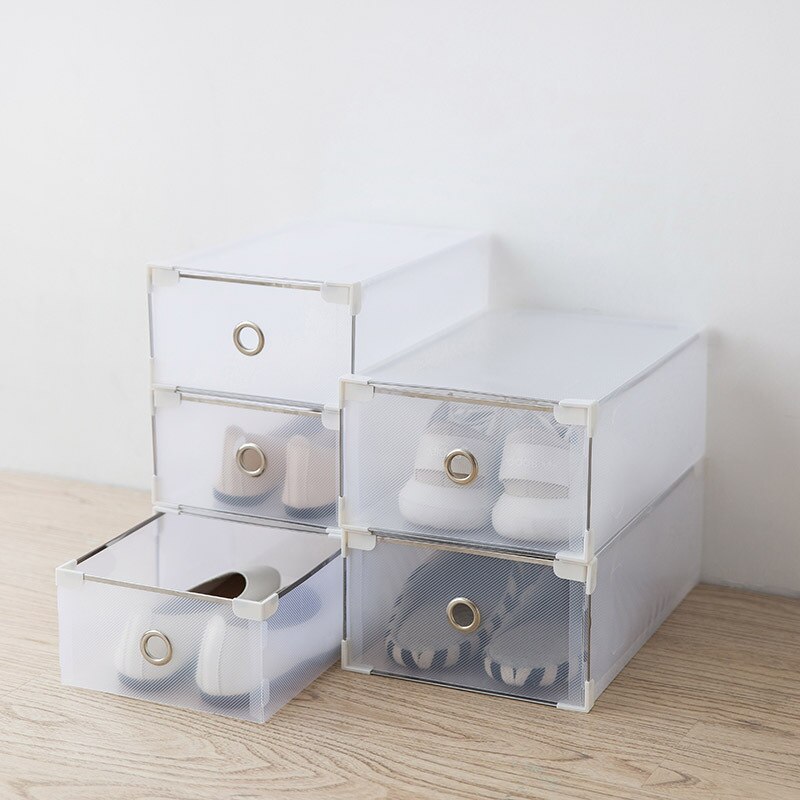 Foldable Simple Translucent Shoe Storage Box Thick Plastic Storage Drawers Shoe Box Dust Combination Shoe Storage Organizer