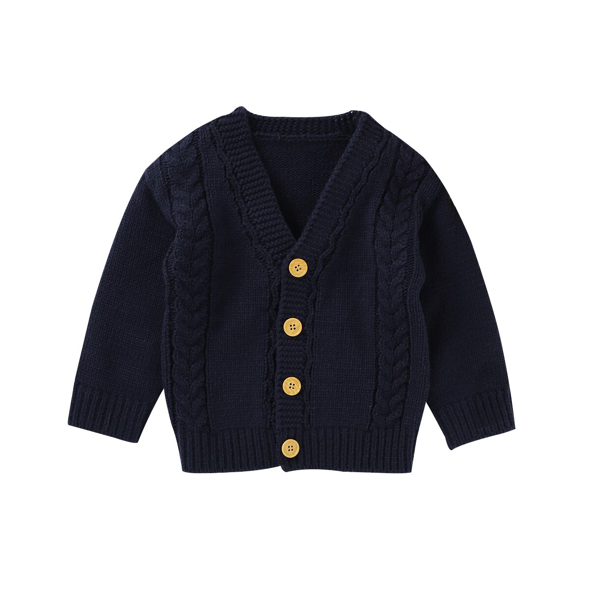 Pudcoco Kleinkind Baby Mädchen Jungen Kabel betroffen Strickjacke Nette Lange Ärmel Taste hoch Solide zur Seite fahren Winter Warme Mantel