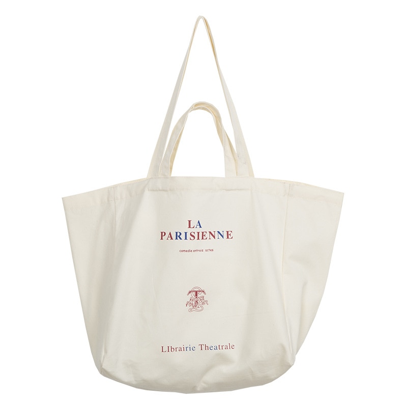 Bolsa de ombro de lona feminina extra grande, bolsa de merceiro reutilizável, de pano eco-amigável, sacola de mão para senhoras