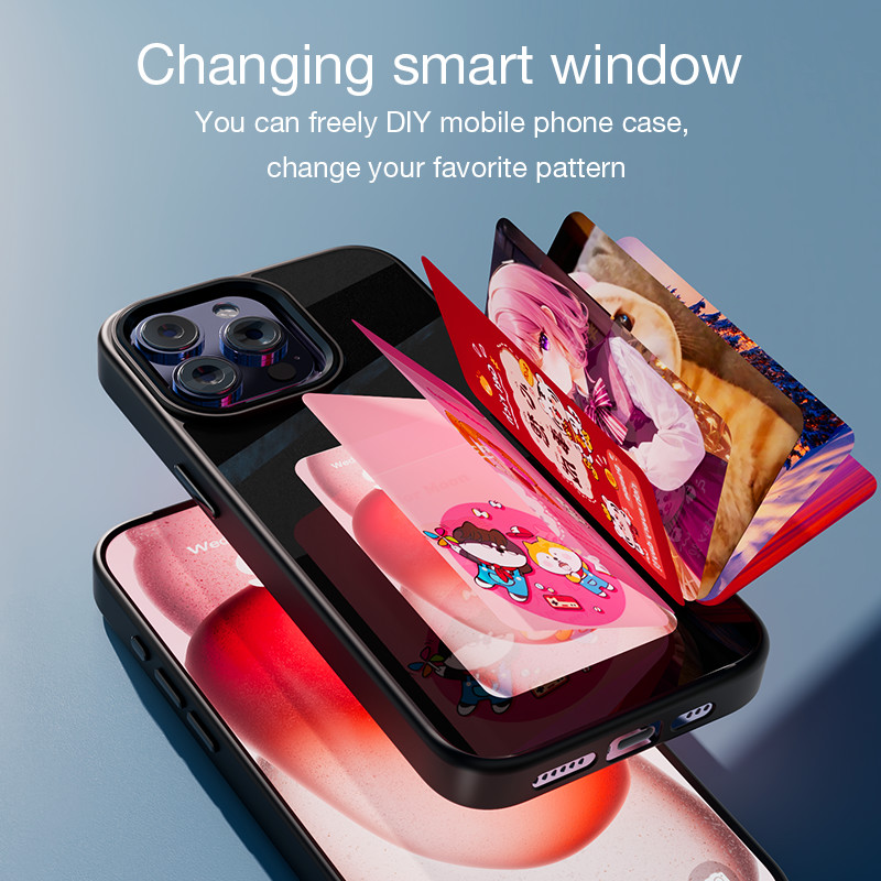 Funda de teléfono con función NFC de nueva tecnología para Iphone 15 14 13 Pro Max, Fundas DIY con pantalla de tinta electrónica, funda de teléfono con dibujos animados para chica, Fundas sin batería