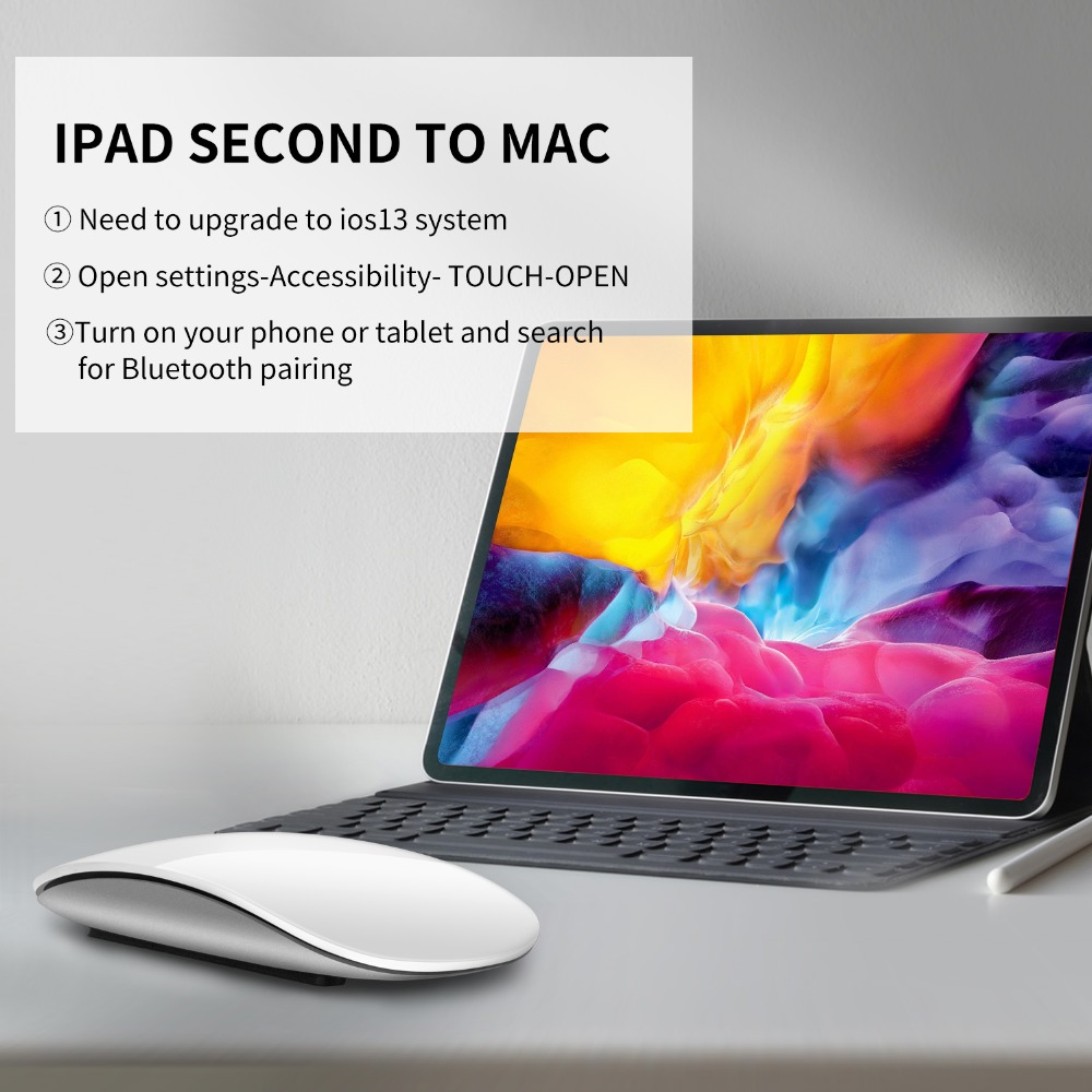 Souris tactile Ultra fine et silencieuse, sans fil, multi-arc, pour ordinateur portable, Ipad, Mac, PC, Macbook, Bluetooth 5.0