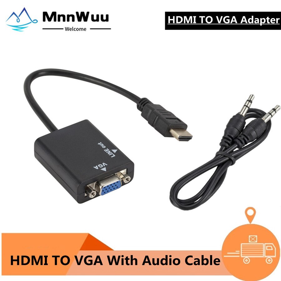 HDMI to VGA Adapter Cable Male To Female HDMI TO VGA Converter Adapter 1080P Digital to Analog Video Audio For Tablet