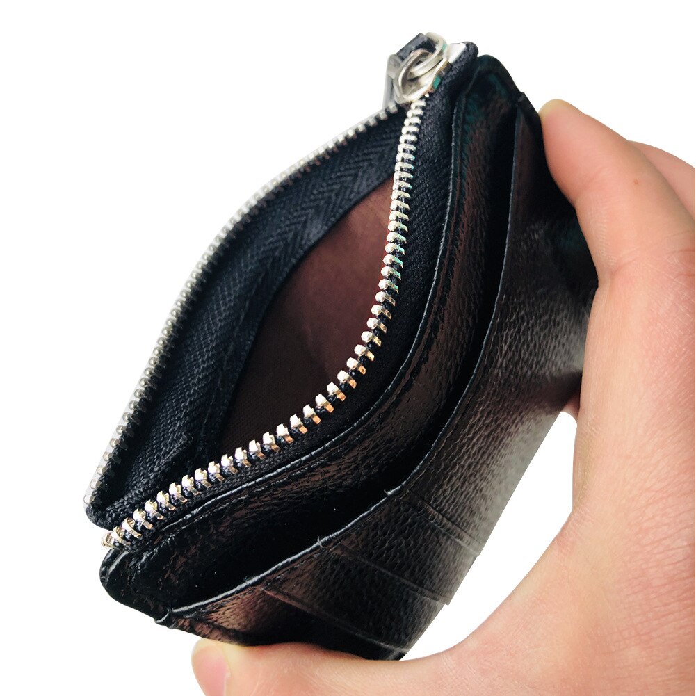 Men Wallet Solid Color Textured PU Zipper Card Holder Mini Coin Purse BS88