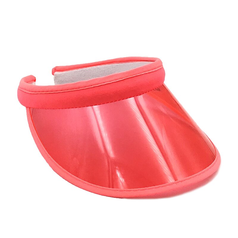 Mode Zomer PVC Zonneklep Hoed Unisex Hoofdband Cap Uv-bescherming Transparante Outdoor Wandelen Sport: watermelon red