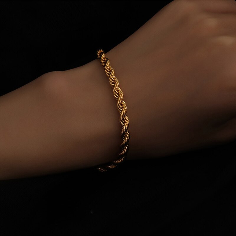 Xiyanike 316L Roestvrij Staal Gouden Kleur Twist Armbanden Trendy Touw Ketting Armbanden Voor Vrouwen Party Sieraden