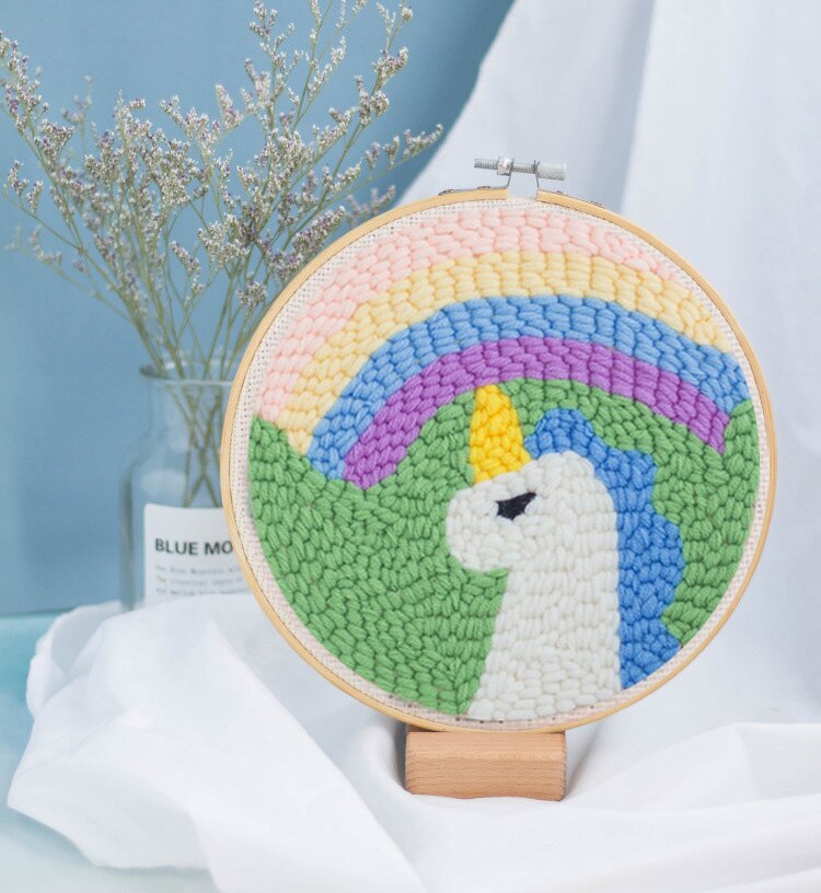 Cartoon Penguin DIY Punch Needle Embroidery Kit for Beginner Needlework Handmade Embroidery Painting Sewing Craft Home Decor: 6 / punch needle kit