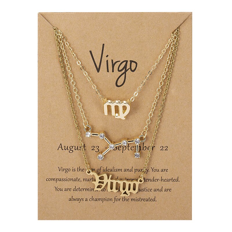 3 Stks/set 12 Sterrenbeeld Hanger Ketting Set Voor Vrouwen Constellation Charm Ketting Vrouwelijke Verjaardag Sieraden Met Karton: Kobalt Violet