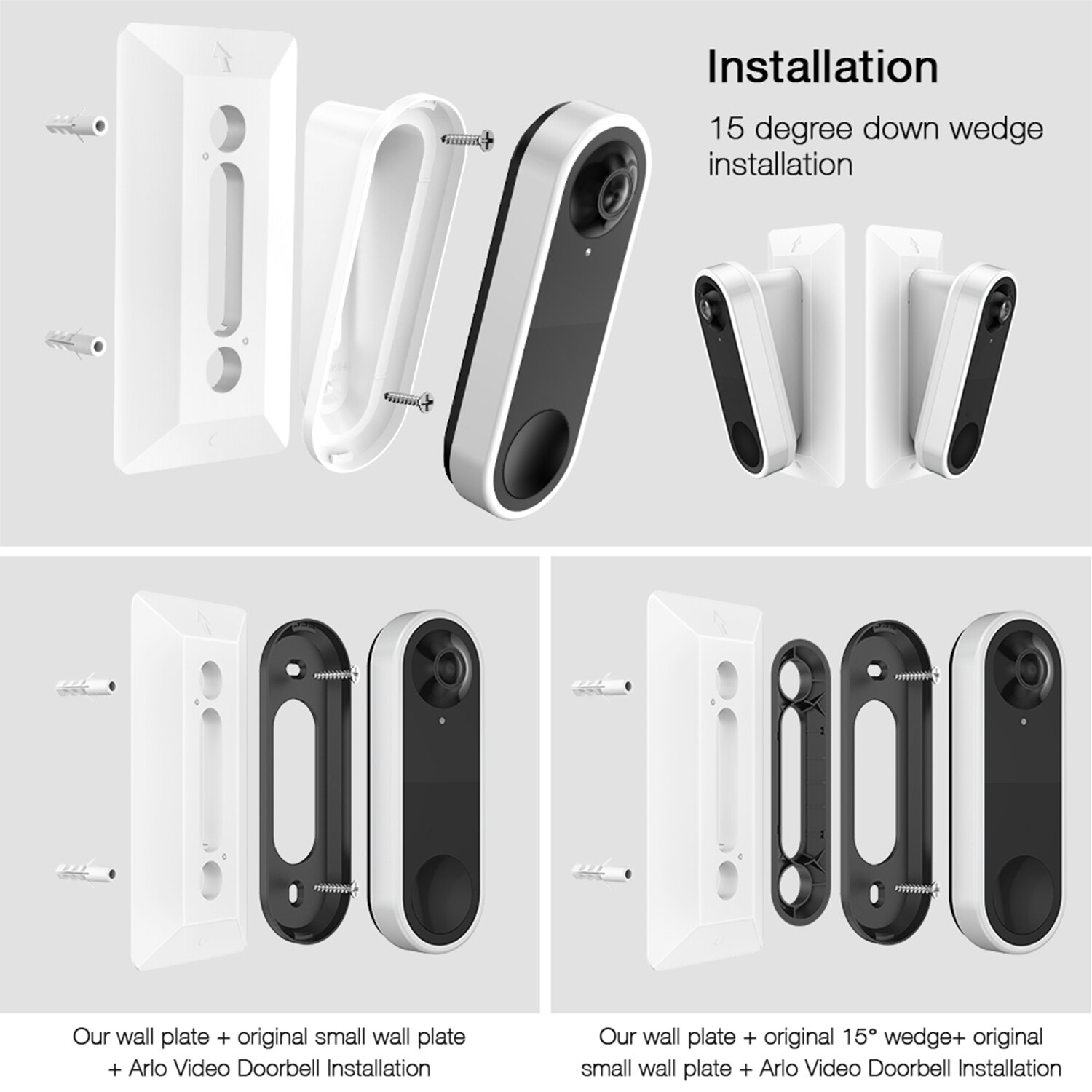 Muur Plaat Voor Arlo Video Deurbel, Compatibel Met Arlo Video Deurbel Plastic Materiaal Aanpassing Montage Muur Plaat Wedge