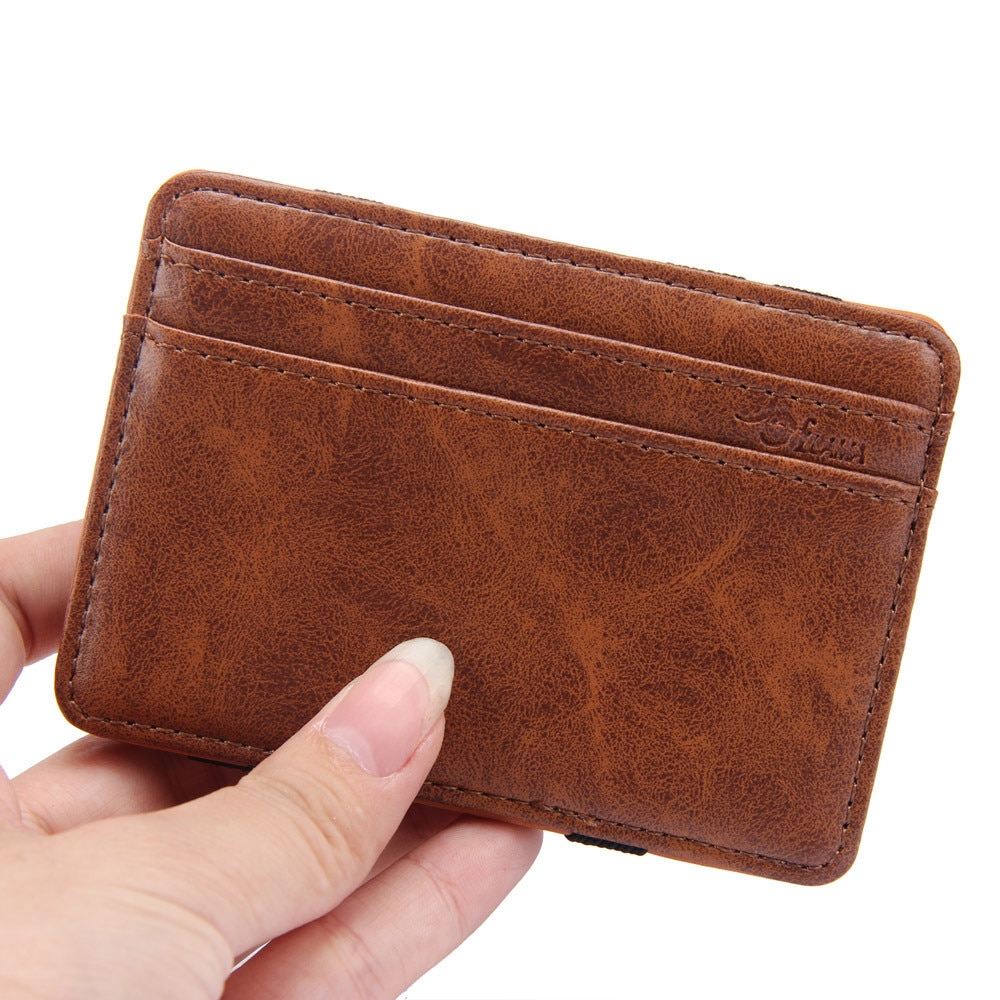 Luxury Mini credit card holder Neutral Magic Bifold Leather Wallet Card Holder Wallet Purses tarjetero mujer