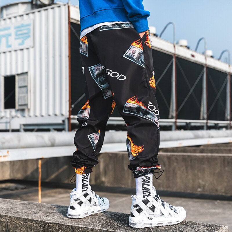 Streetwear joggers mænd hip hop ankellange bukser mænd casual print joggingbukser herre haremsbukser