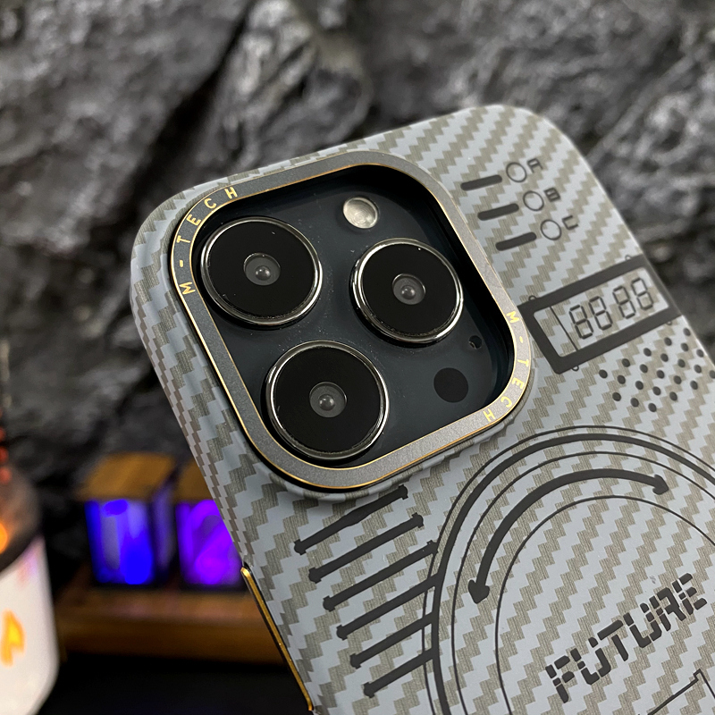 Capa para PC rígida, com fibra de carbono, capa para iPhone 15, 16 Pro Max, 14, 15pro, 13 elementos de alta tecnologia MagSafe Phone Case,