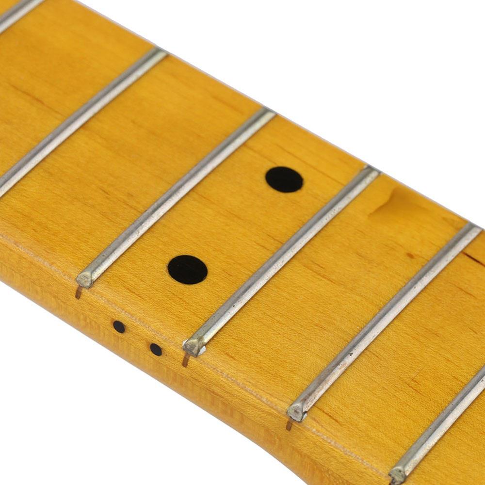 22 fret gul / træ farve glans ahorn guitar nakke ahorn gribebræt med prik til st fd elektrisk guitar udskiftning