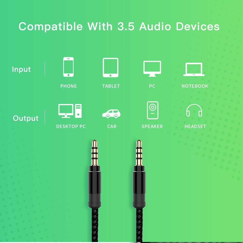 3.5mm Jack Aux Cable Male to Male Audio Cable 3.5 Jack Phone Extension Cable for Jack 3.5 for Phone MP3 Headphone Speaker
