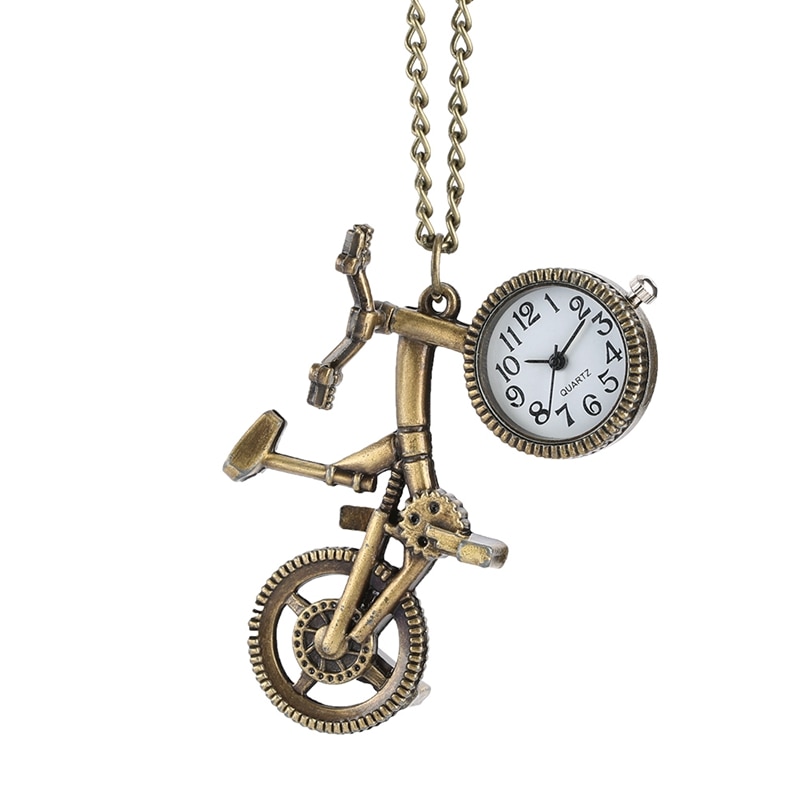 Retro cykel cykelformet kvarts lommeur bronze hjul halskæde vedhæng ur til mænd kvinder kid cykel elskere