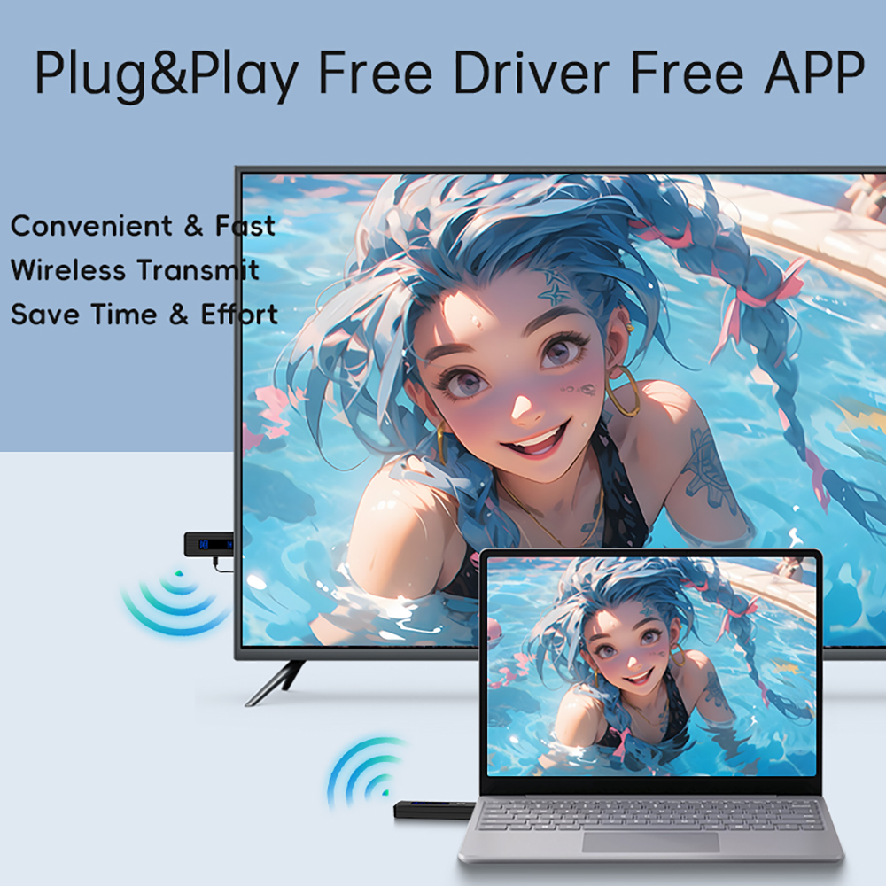 5.8g trådlösa hdmi-videosändare/mottagare förlängare 50m 1080p hdmi-video/ljud-tv-sticka intelligent displayadapter för tv/pc
