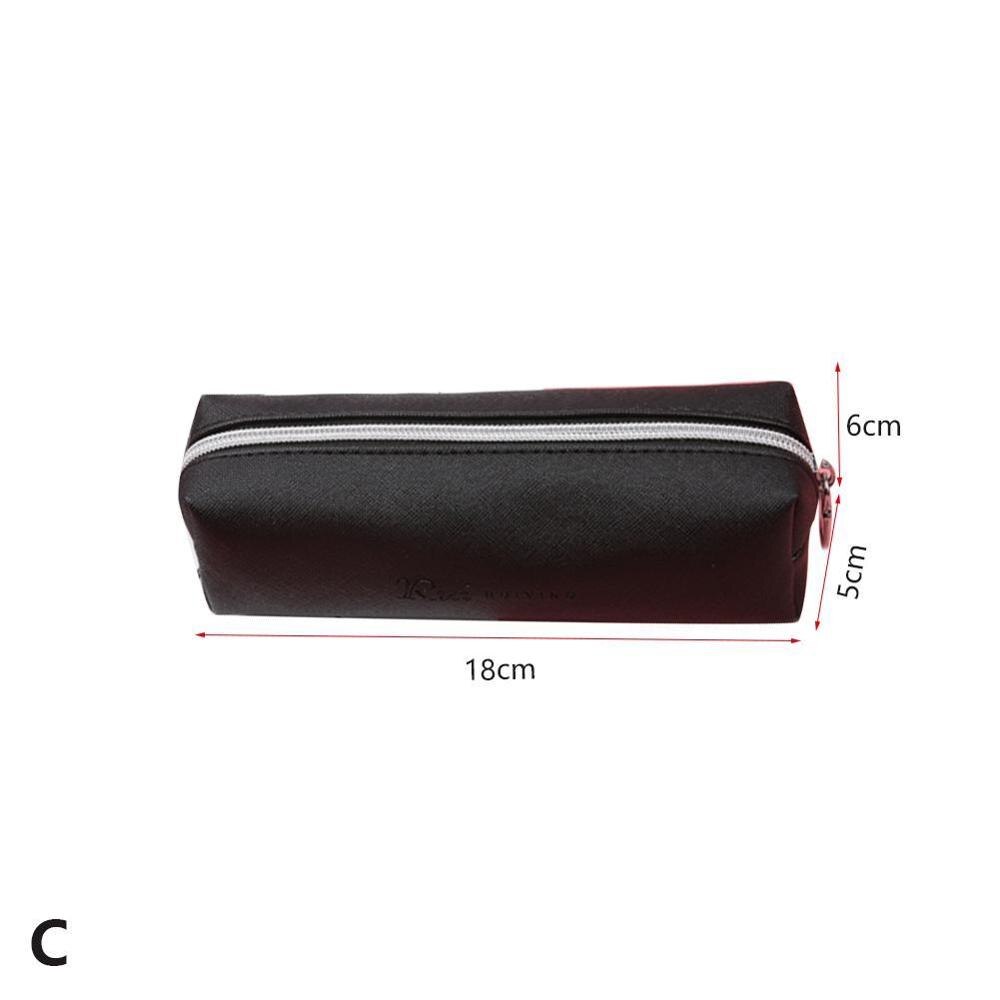Black Pencil Case For Girls School PU Leather Big Capacity Pencil Bag Pencil Case School Supplies Stationery: C