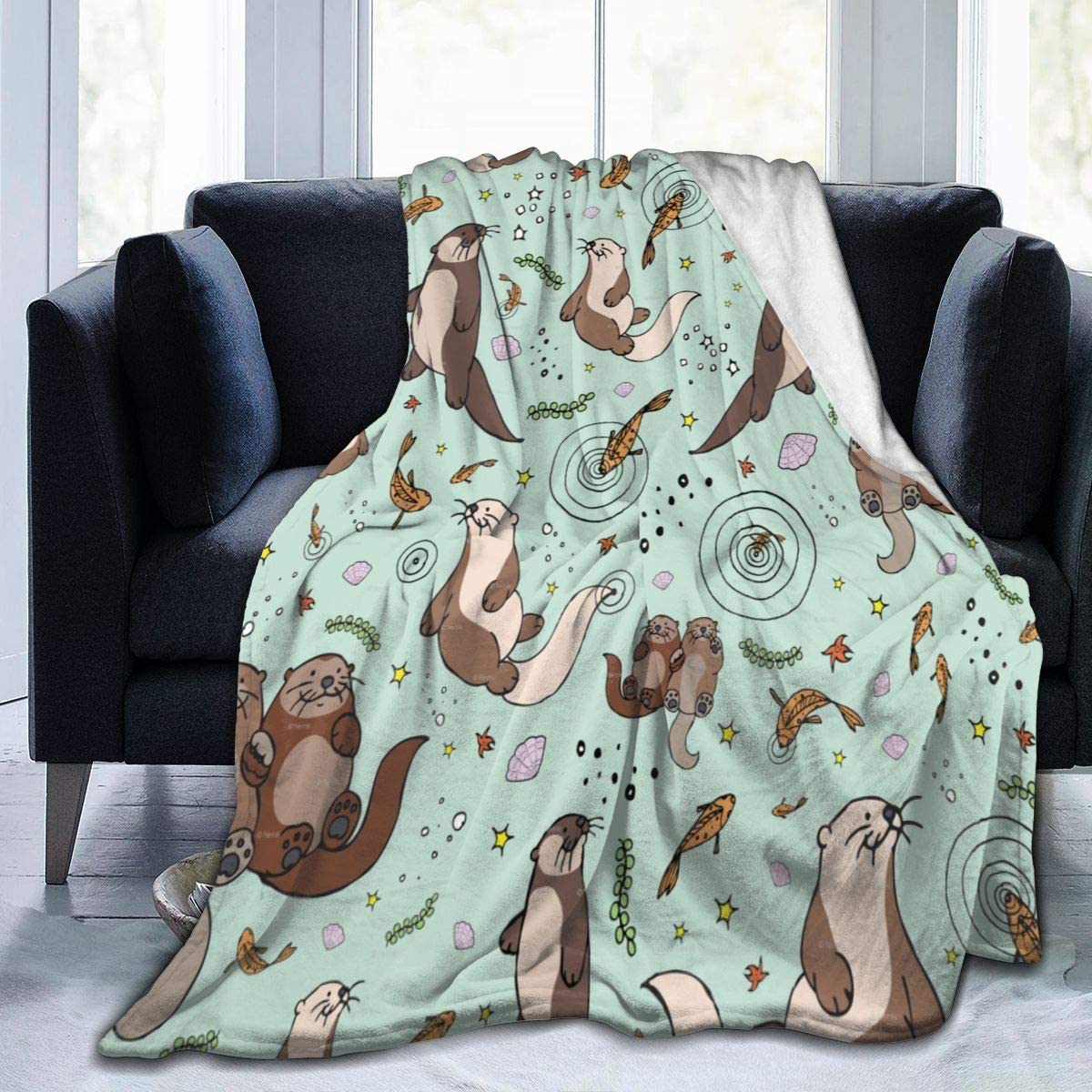 Zee Otters Fleece Deken Thermische Fleece Deken Premium Flanel Fleece Gooien Deken Luxe Couch Gooi Deken Voor Bed Couch: 150x220cm