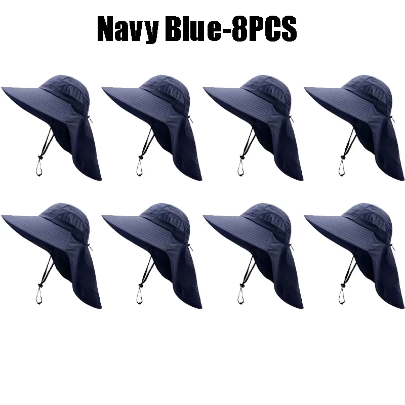 Cappello da sole estivo a tesa larga da uomo con protezione per il collo Cappello da pesca all'aperto Scialle Scialle Denim Copertura per il viso Protezione solare: Avorio