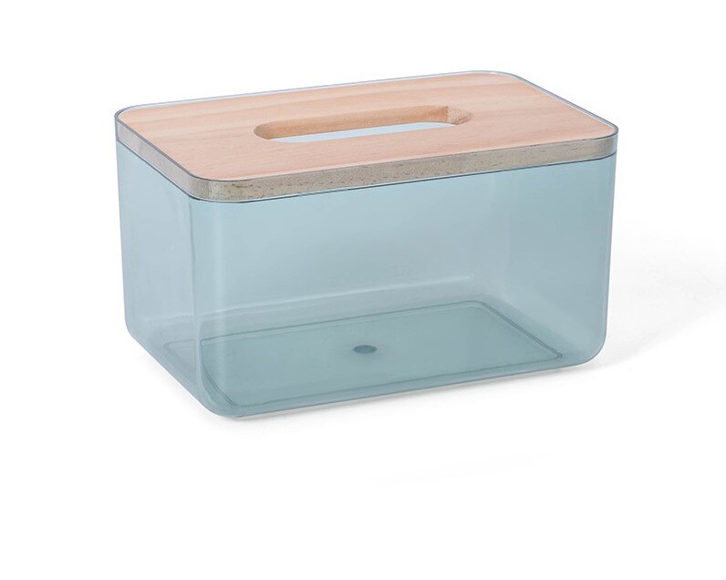 Home Desktop Tissue Storage Box Transparent Dustproof Wet Wipes Dispenser Napkin Holder Storage Case For Home Office Car: S blue