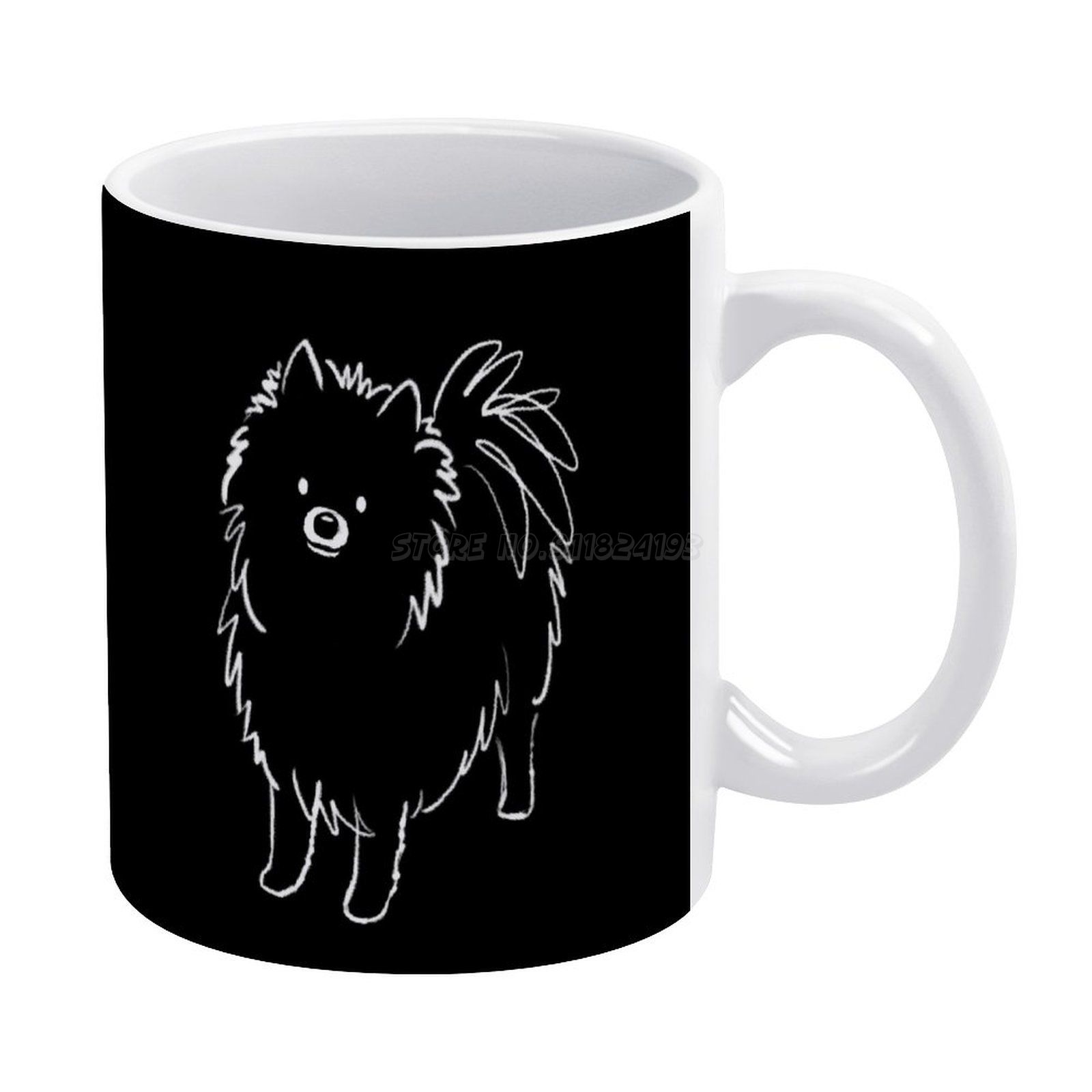 Zwart Pommeren Witte Mok Goede Print Mok 11 Oz Koffie Cup Pomeranian Pom Zwart Pommeren Pomeranians Poms Leuke een: Default Title