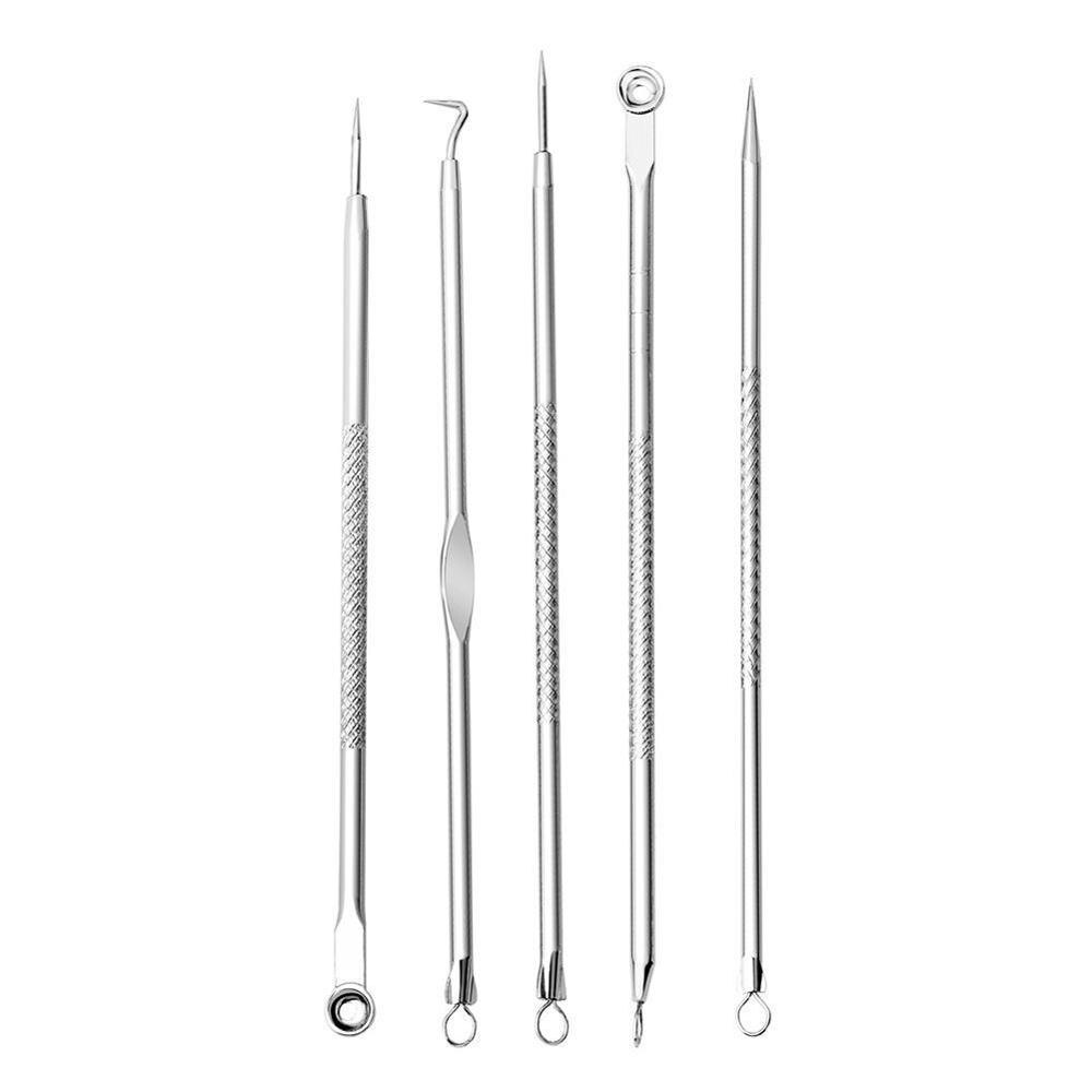 Set van 5 mee-eters, puistjes, comedonen en acne-extractornaalden ( p4 6 0 stuks): Default Title