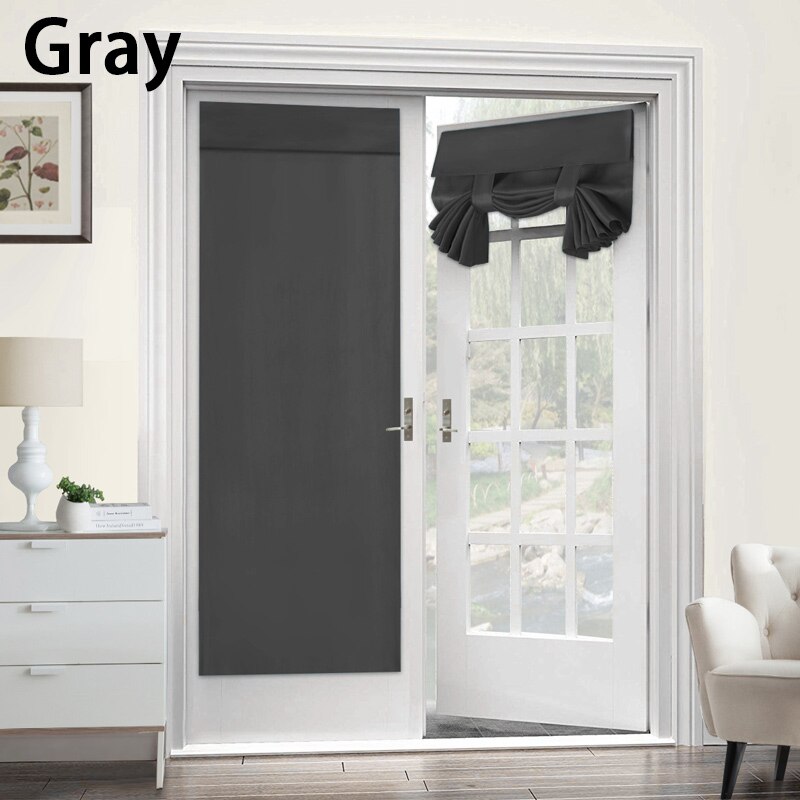 1 Panel Blackout Door Curtains Privacy French Door Curtain Shades Window Curtains Thermal Insulated 26 X 68 Inch Darkening Cur: Gray