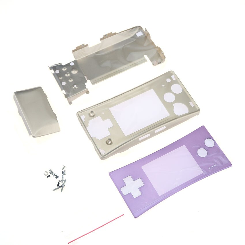 Yuxi Metalen Behuizing Shell Case Voor Nintendo Gameboy Micro Voor Gbm Front Back Cover Faceplate Batterij Houder & Schroeven: Purple-Gold
