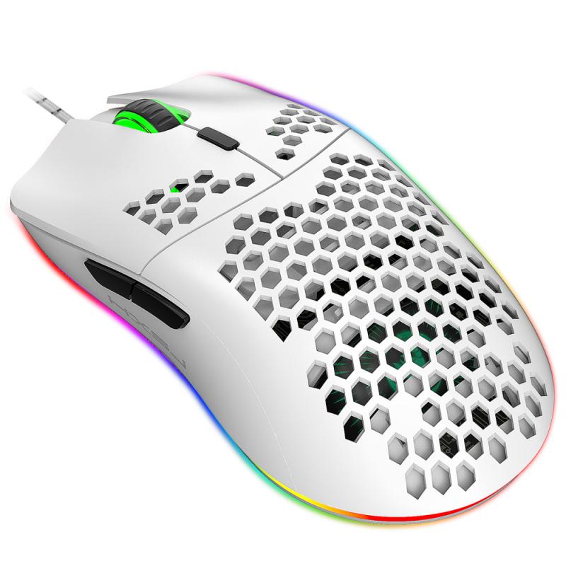 HXSJ J900 USB Wired Gaming Mouse RGB Gamer Mouses With Six Adjustable DPI Honeycomb Hollow Ergonomic For Desktop: Default Title