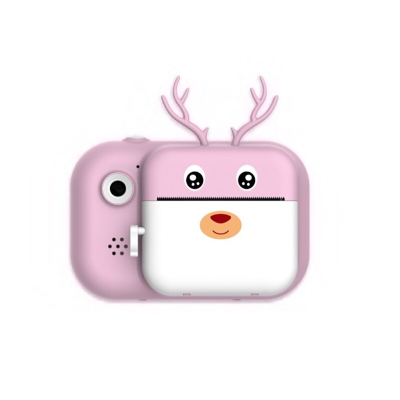 2.4 Inch 1080P With 16GB Memory Card Instant Print 2MP HD Digital Camera Video+Photo Paper Xmas OTG For Kids: Pink Deer