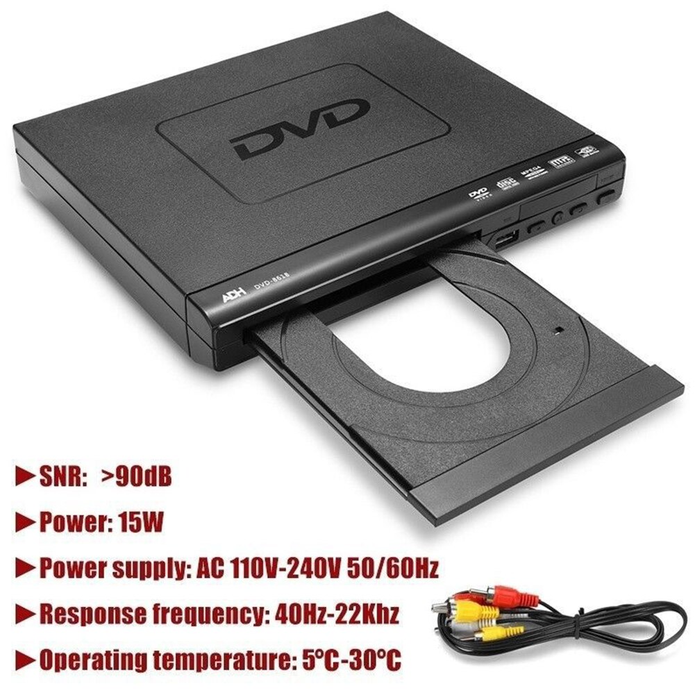 For TV With Remote Control DVD Player AV Output USB Input Mini VCD MP3 110V 240V Video Children Portable Theatre System