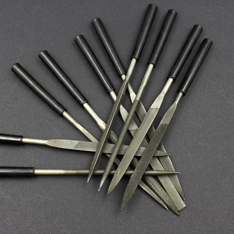 10 Stuks Naaldvijlen Set Hout Rasp Bestanden Houtbewerking Metaal Glas Stone Juwelier Carving Gereedschap Metalen Filing Mini Hand Hobby gereedschap: Default Title