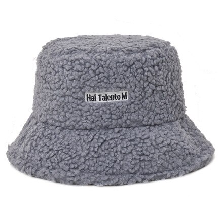 Lamb Wool Faux Female Hat Fur Warm Female Hat Faux Fur Winter Women&#39;s Bucket Hat Fisherman Outdoor Sun Hat Panama Lady Hat Cap: Grey