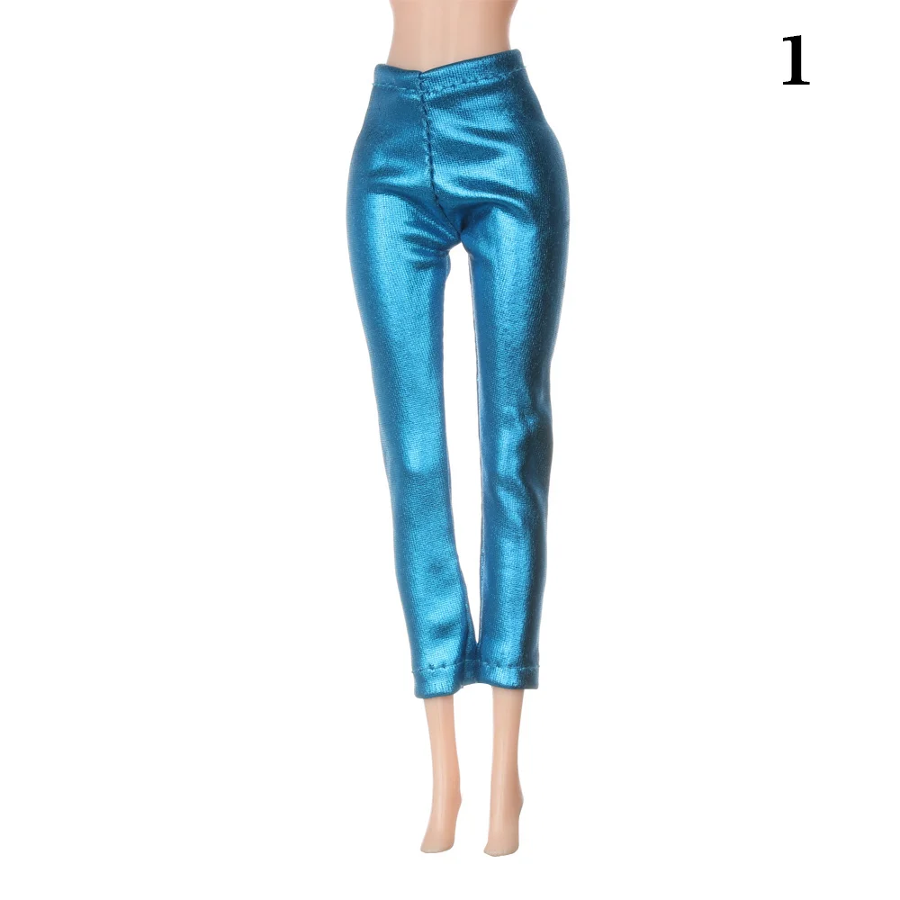 Pantalones elásticos de cuero de Color caramelo para muñeca, parte inferior a rayas, accesorios de ropa para muñeca, vestido diario informal, 1/6: Blanco