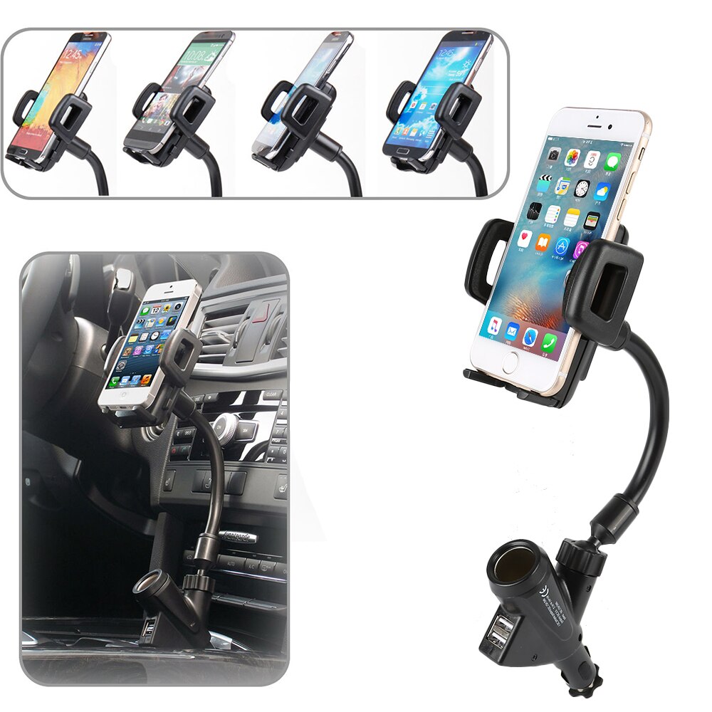 Dual USB Car Charger Houder met Sigarettenaansteker Opladers voor Mobiele Telefoon Auto Interieur Accessoires Auto Styling