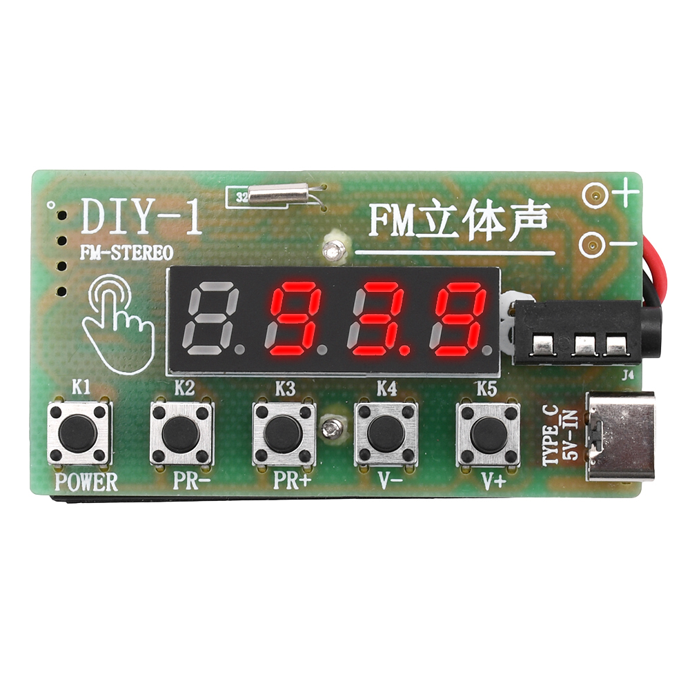 87-108 MHz AM/FM Onda Media FM Due Bande Stereo Digitale Tuning Macchina Cuffia Modulo Radio Kit Produzione Fai Da Te Prodotto Didattico: green