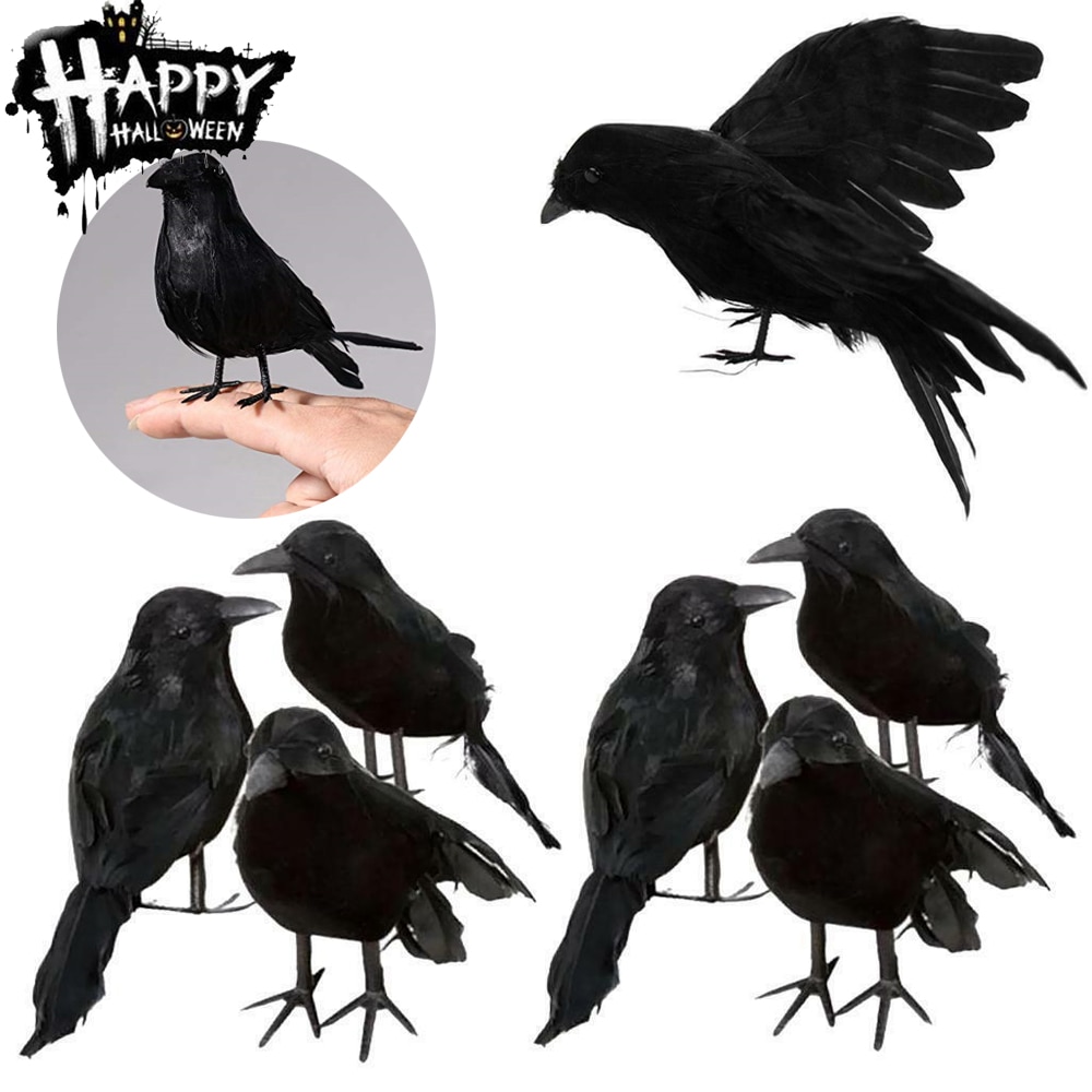Halloween kunstig krage sort fugl ravn prop skræmmende dekoration til fest event fest diy dekorationer