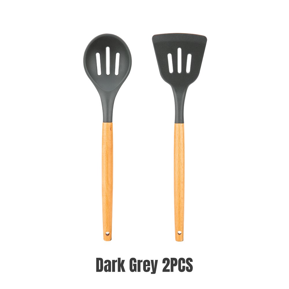 Silicone Cooking Utensils Set Kitchen Tools Cooking Sets Kitchen Utensils Silicone Kitchen Accessories Cooking Silicone Spatula: DARK GRAY 2PCS