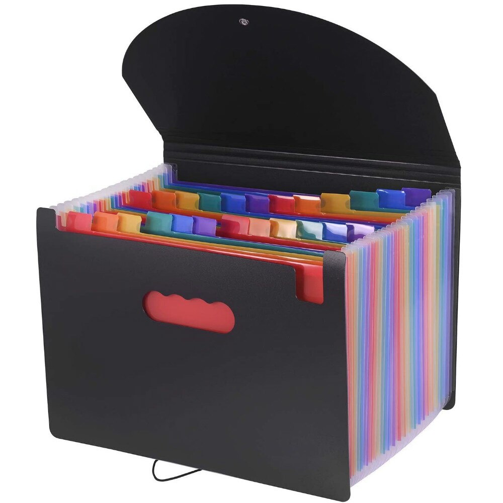 12/24Pockets Expanding A4 Expandable File Organizers with Organ Clip Multi-Layer Storage Clip Telescopic Standing Folder