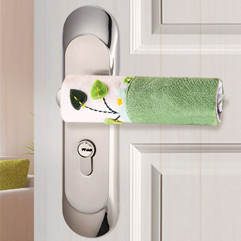 Cubiertas de manija de puerta de nevera, Protector antideslizante de 2 piezas, guantes de doble puerta para refrigerador, accesorios de decoración del hogar transparentes para mantener el calor: 1 pair short leaves