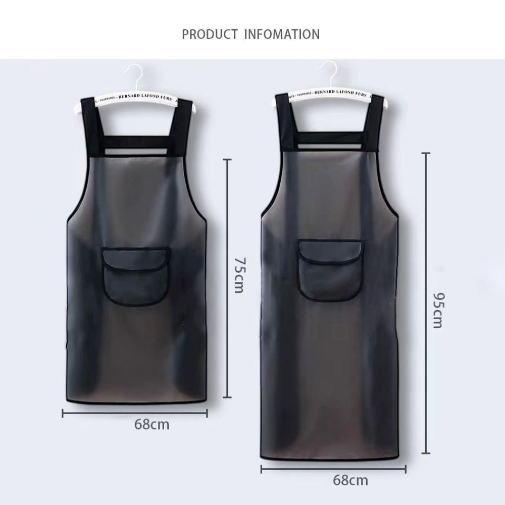 Tablier de Cuisine Imperméable en PVC Transparent Noir, pour le Travail, la Maison, les Livres, D343