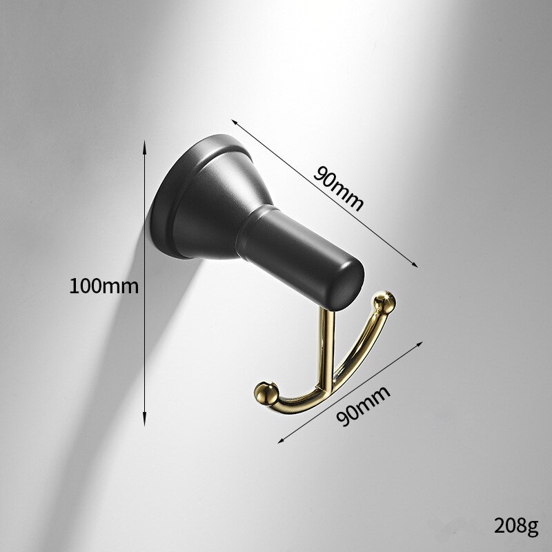 Gyldne sorte kroge til badeværelse vægstativ tøj nøgle håndklæde krog på væghængeren ss boligindretning tilbehør: 8992- b